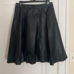 Black faux leather flowy skirt
